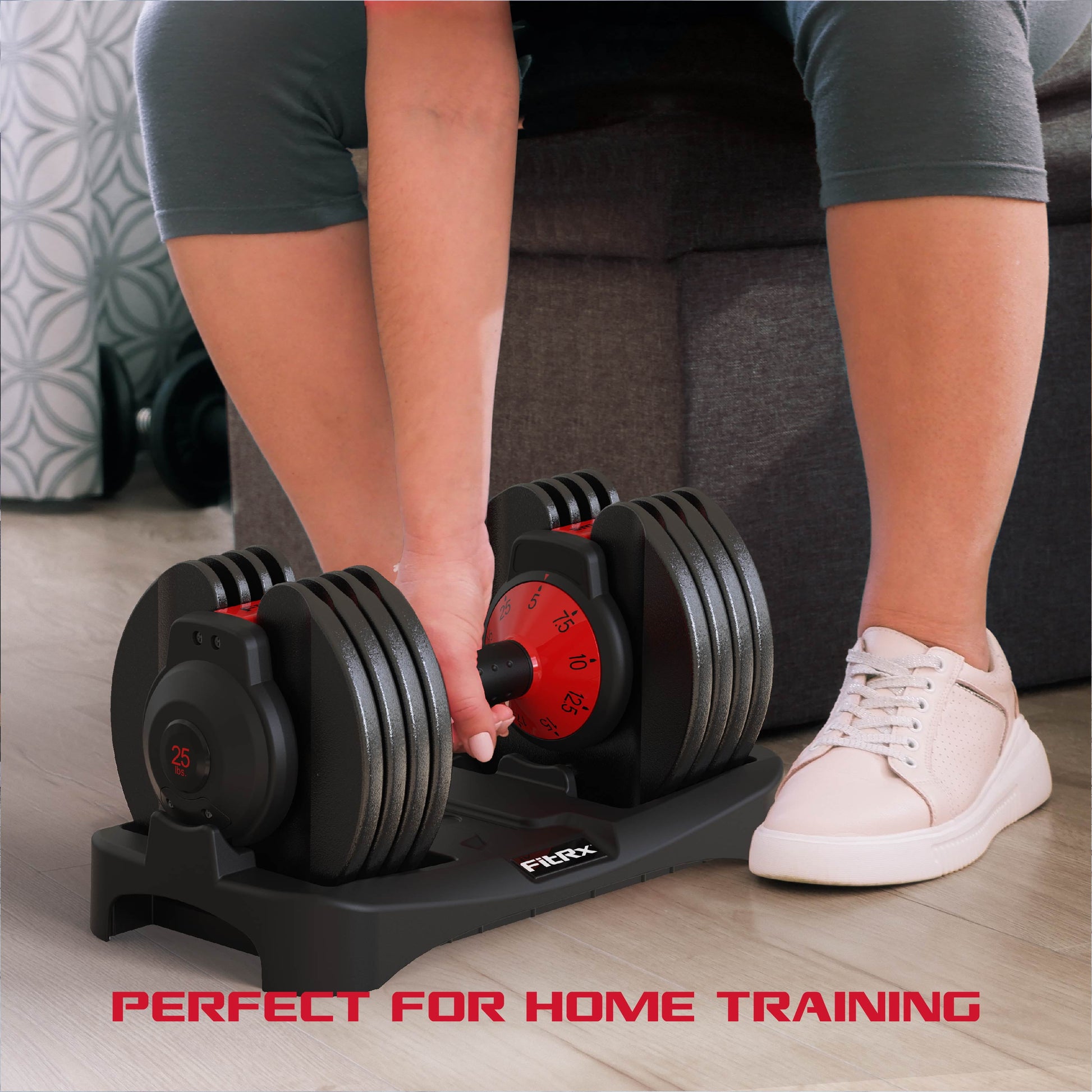 Smartbell 25 lbs Adjustable Dumbbell - 9-in-1 Versatile Home Gym Solution with Quick-Select 2.5 lbs Increments