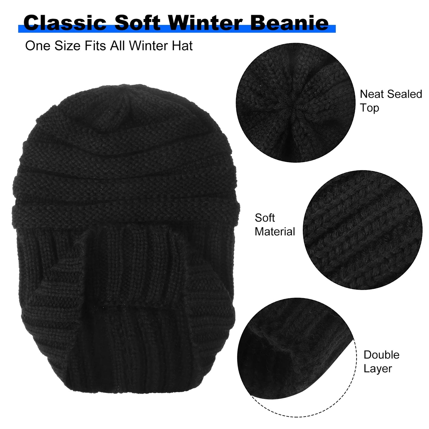 Cozy 2-Pack Slouch Knit Beanie Hats for Ultimate Winter Warmth - Stylish Chunky Caps for Men & Women