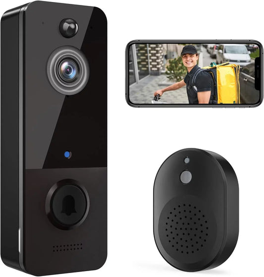 Smart Wireless Doorbell Camera with Chime - Black Security System