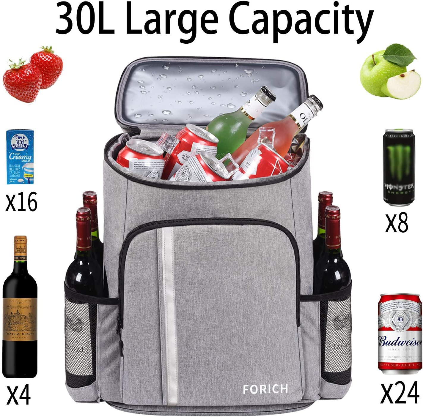 Leakproof Insulated Waterproof Backpack Cooler Bag - Lightweight Soft Cooler for Men and Women, Ideal for Work, Lunch, Picnics, Camping, and Hiking, Holds 30 Cans