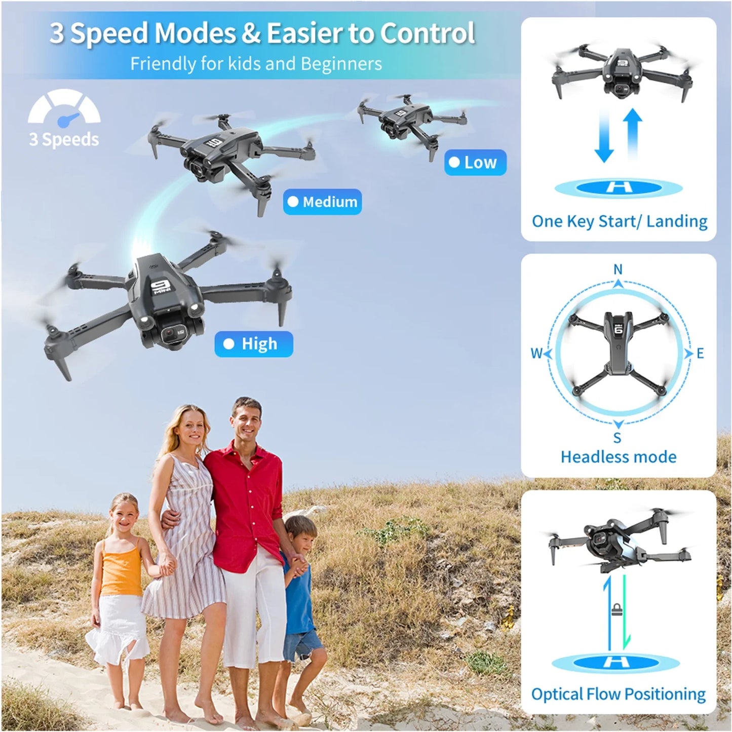 Foldable Drone with 1080P HD Camera - WiFi FPV Quadcopter for Kids & Adults, 360° Flip & Waypoint Flight, Includes 2 Batteries - Perfect for Beginners!