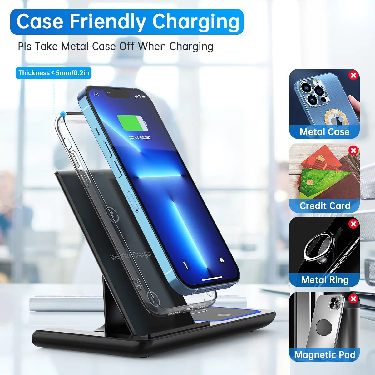 Ultimate 3-in-1 Wireless Charger Station - 18W Fast Charging for iPhone 16/15/14/13/12/11/Pro Max/Plus, Compatible with Apple Watch Series SE 10/9/8/7/6/5/4/3 & AirPods Pro/3/2 (Includes QC3.0 Adapter)