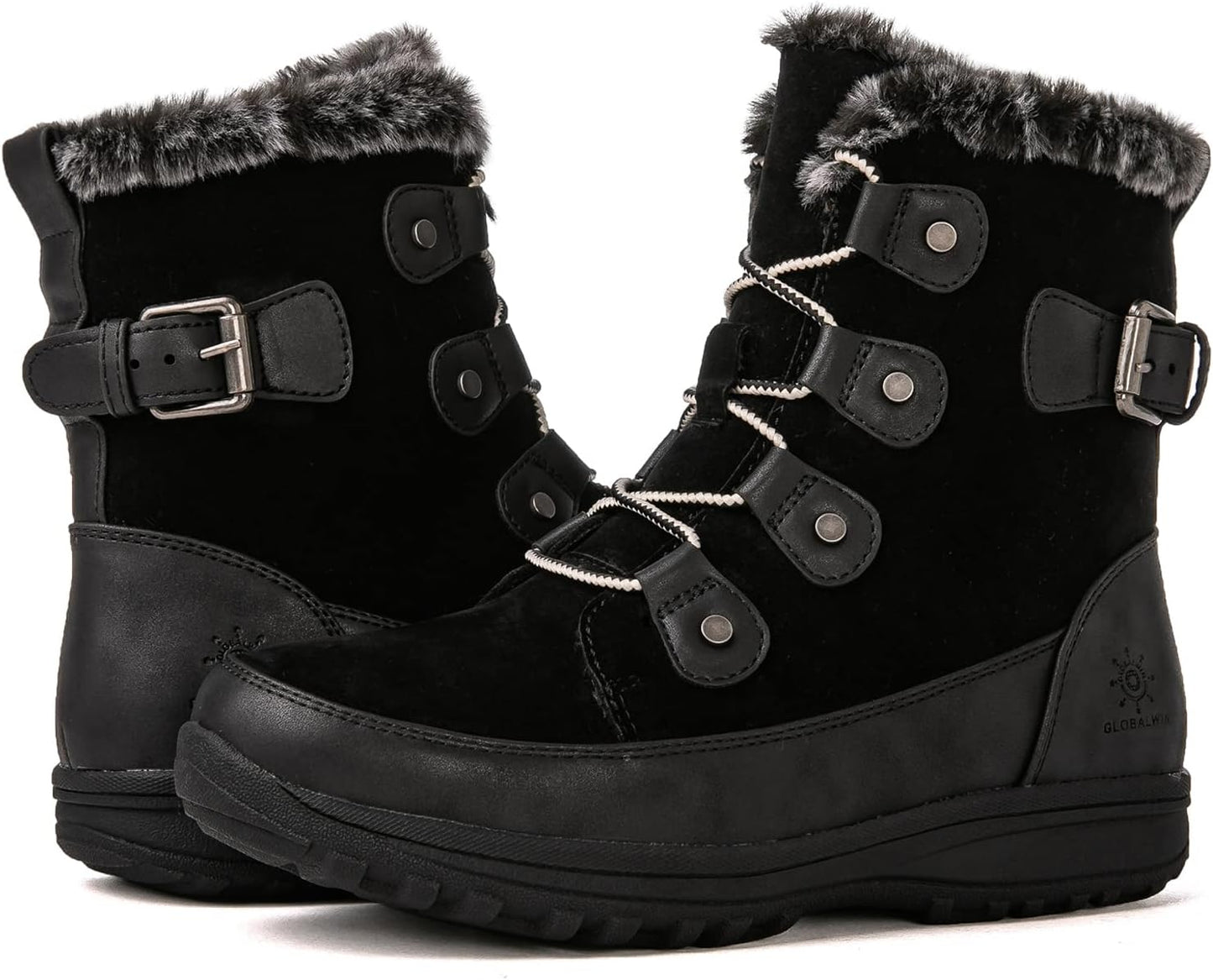 Women's Mid-Calf Insulated Waterproof Snow Boots - Comfortable Lace-Up Winter Footwear with Non-Slip Sole