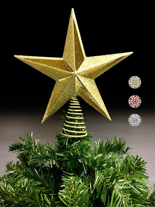 Stunning Gold Glittered 10-Inch Filigree Christmas Star Tree Topper for 6-8 Feet Trees - Perfect Holiday Home Decor!