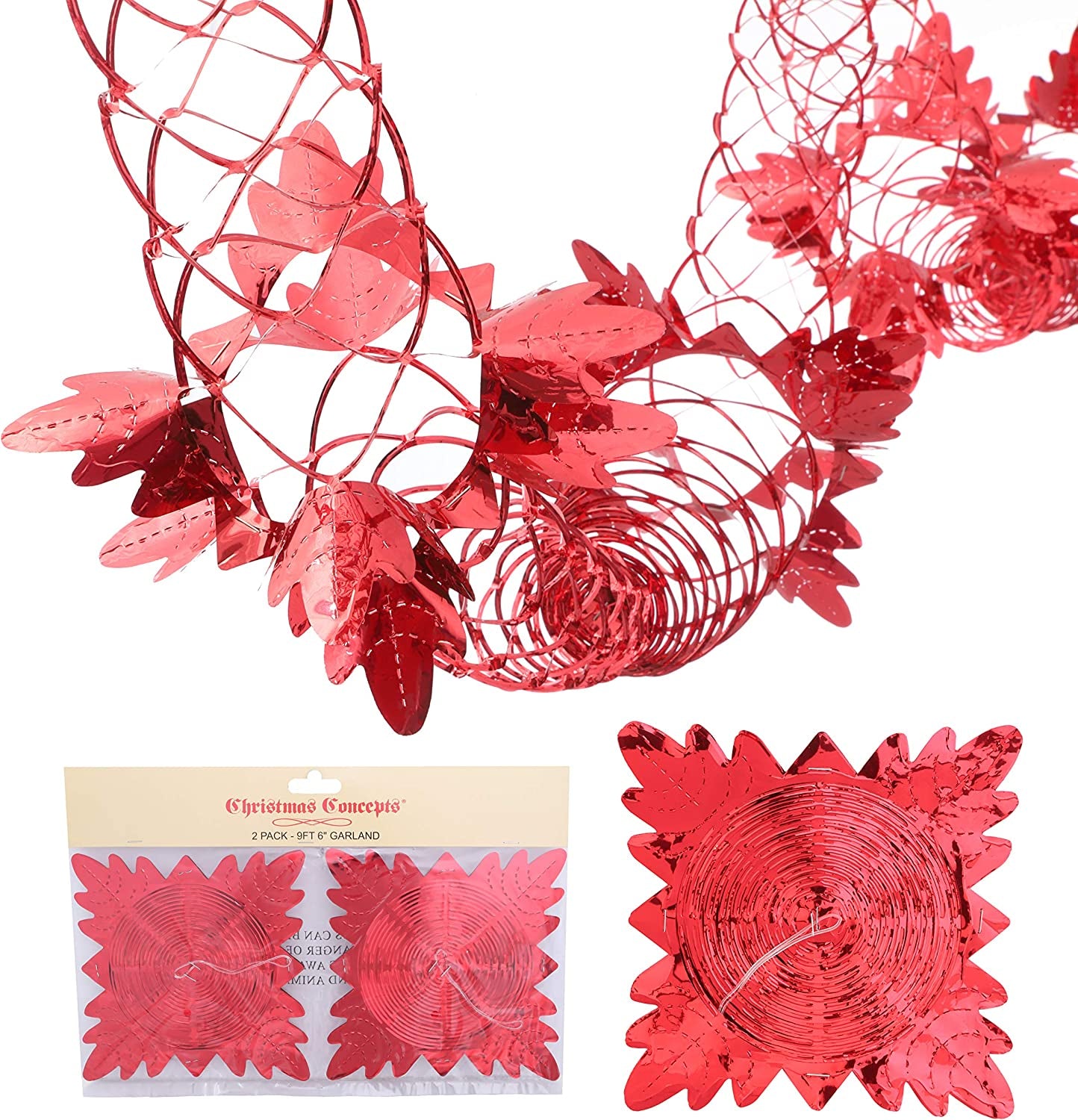 Transform Your Holiday Decor with a Pack of 2 Festive 9Ft Red Garland Hanging Decorations!