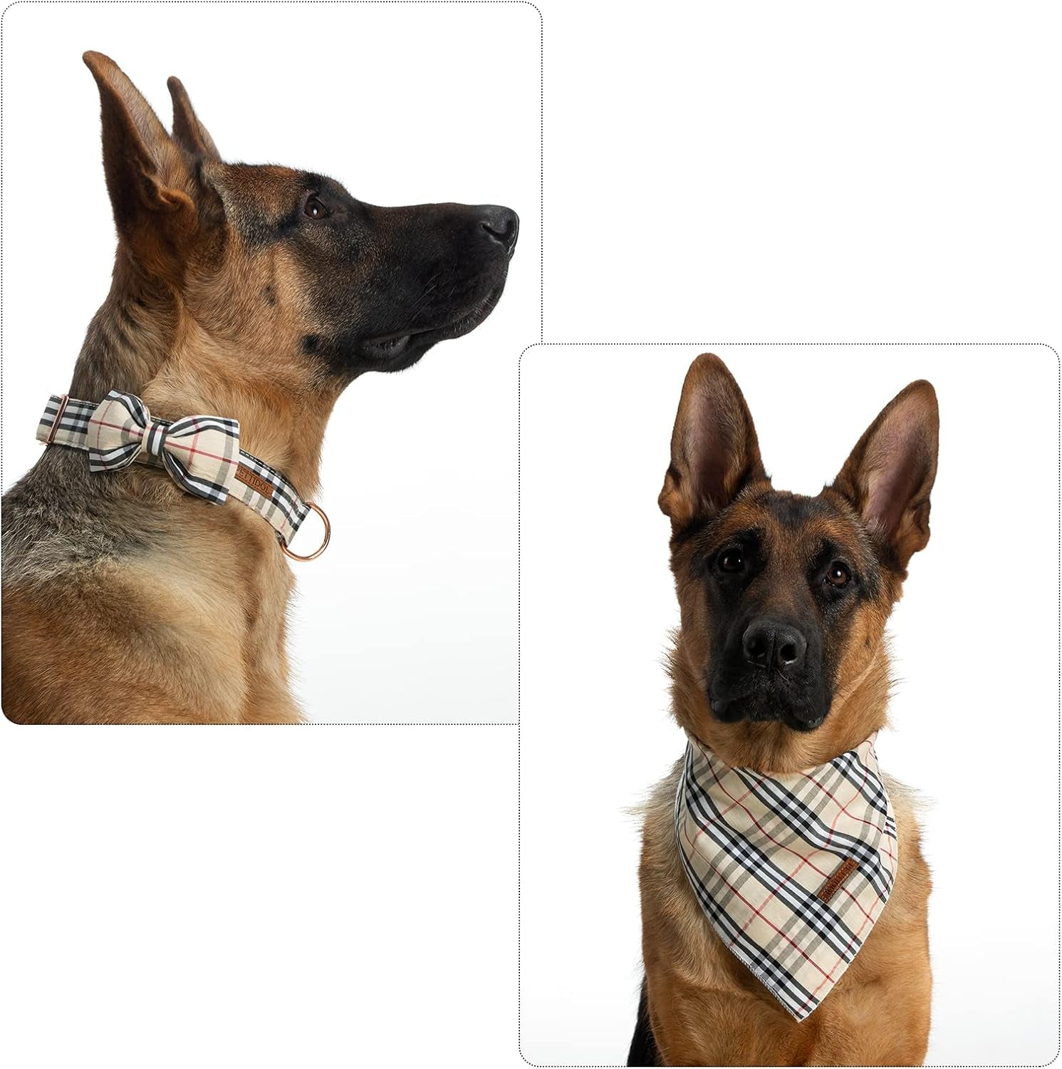 Elegant Dog Collar Set with Bow Tie and Bandanas, Adjustable Soft Floral Design with Quick Release Buckle for Female Dogs