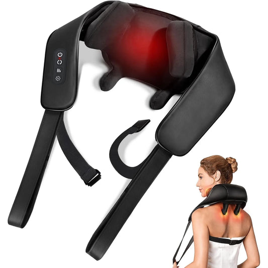 Cordless Neck and Shoulder Massager with Heat - 4D Deep Kneading Shiatsu Relief for Ultimate Relaxation - Perfect Gift for Men and Women