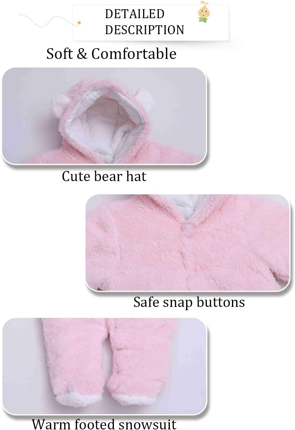 Adorable Unisex Baby Winter Coats - Cozy Jumpsuit Snowsuit Bodysuits for Newborns - Perfect Baby Essentials Registry Item