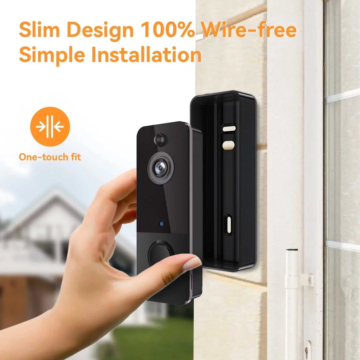 Smart Wireless Doorbell Camera with Chime - Black Security System