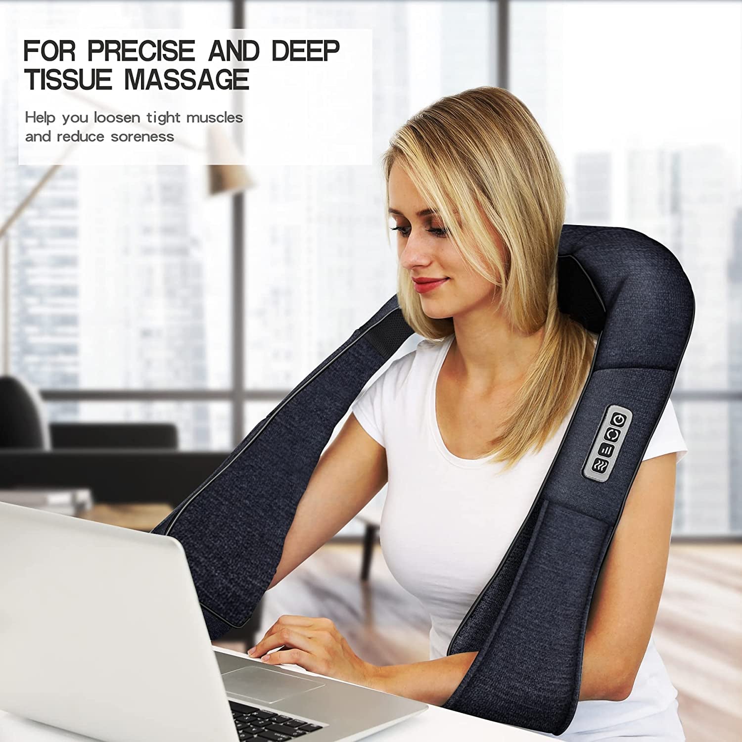 Neck Massager, Back Massager with Heat, Shiatsu Shoulder Massager for Neck Pain Back Pain Relief