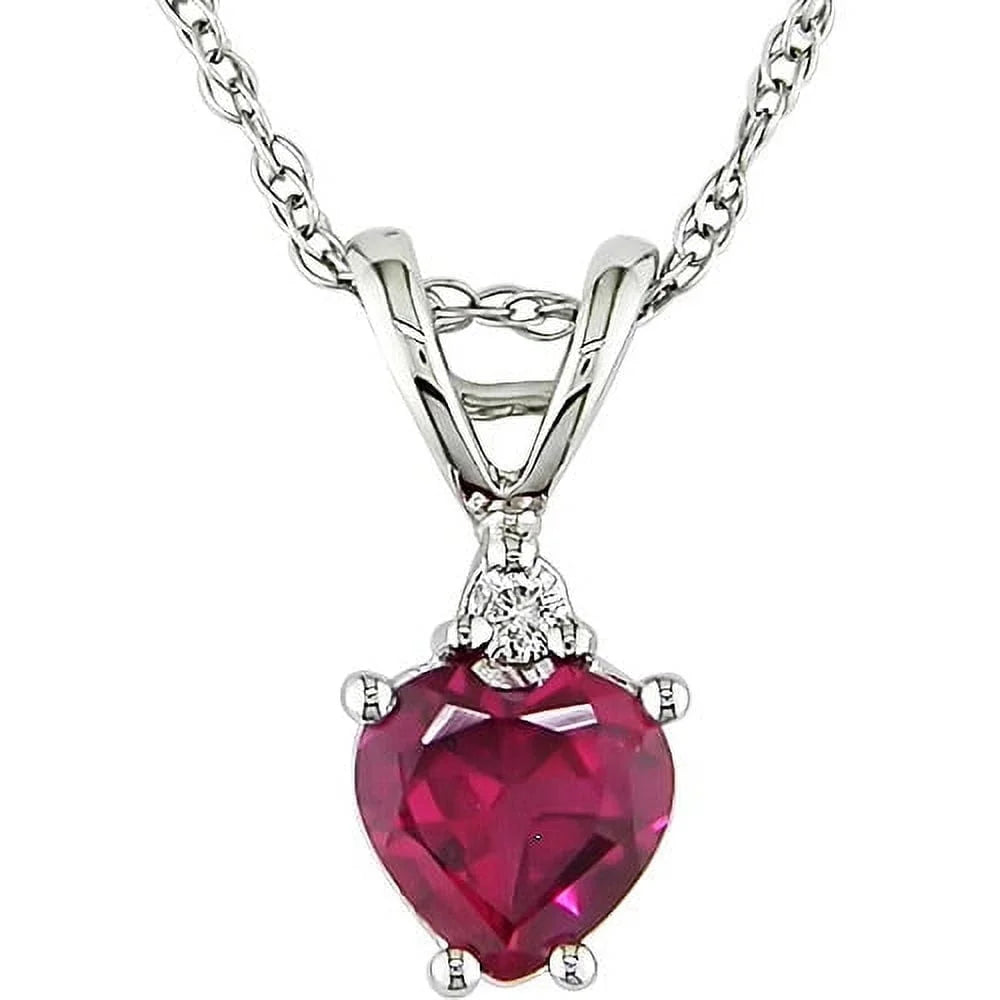 Exquisite 10K White Gold Women's Created Ruby Necklace