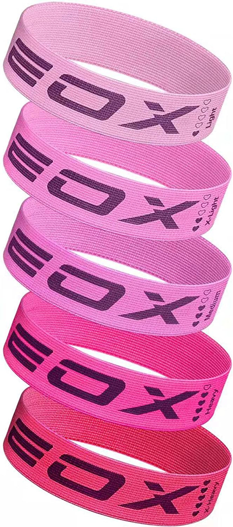 Professional Resistance Fabric Loop Bands for Leg and Glute Training - Non-Slip Workout Bands with 5 Resistance Levels (Pink)