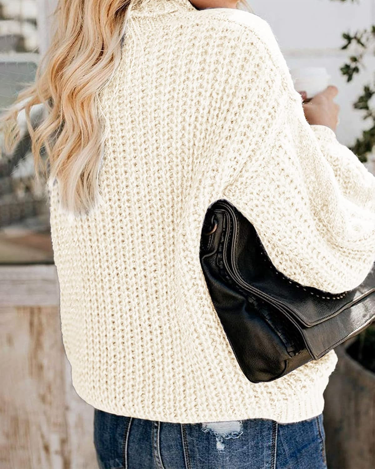 Cozy Chic Oversized Turtleneck Sweater with Balloon Sleeves - Perfect for Winter Warmth!