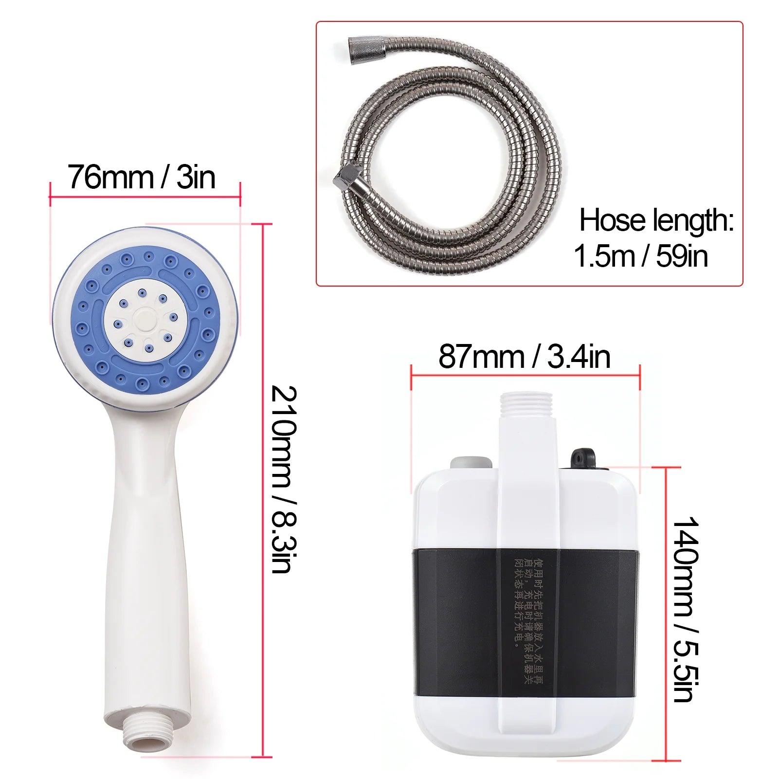 Rechargeable Portable Electric Shower Pump for Outdoor Activities, Vehicle Cleaning, Gardening, and Pet Care