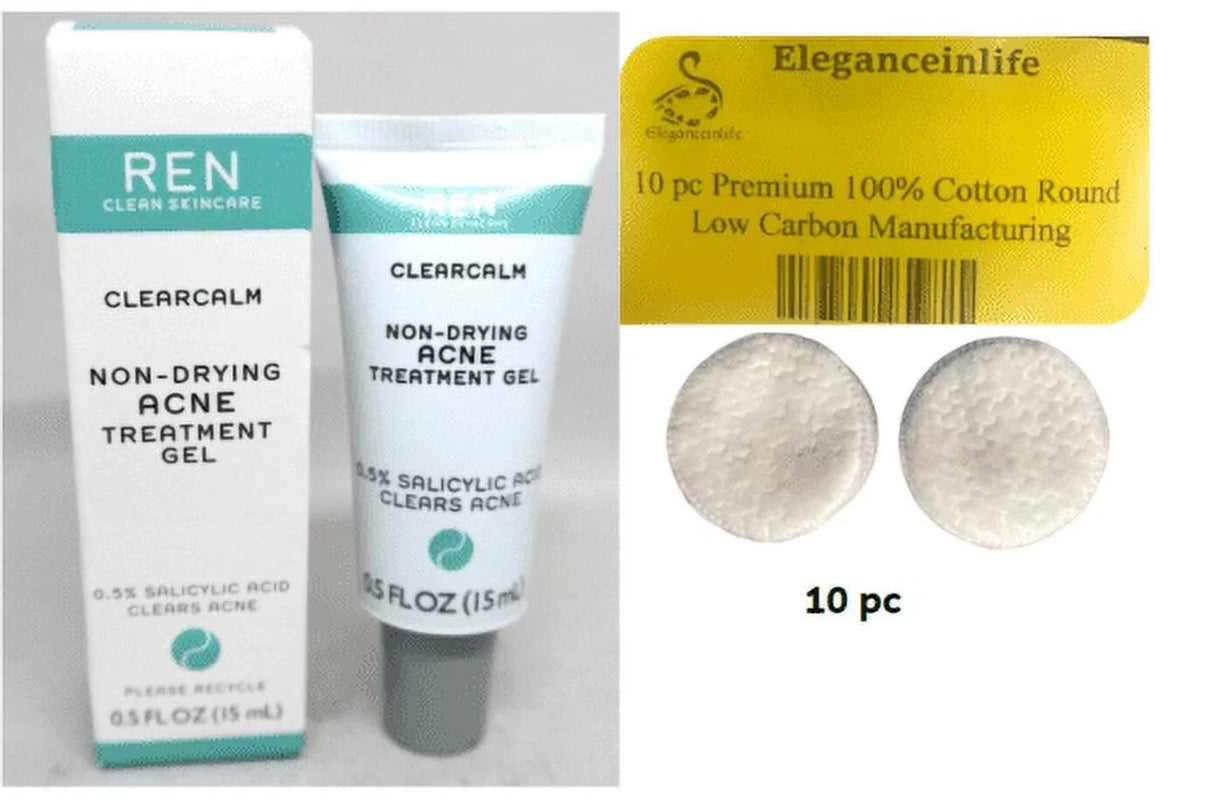 Clean Skincare Clearcalm Acne Treatment + 10 Elegant Cotton Rounds for Flawless Skin