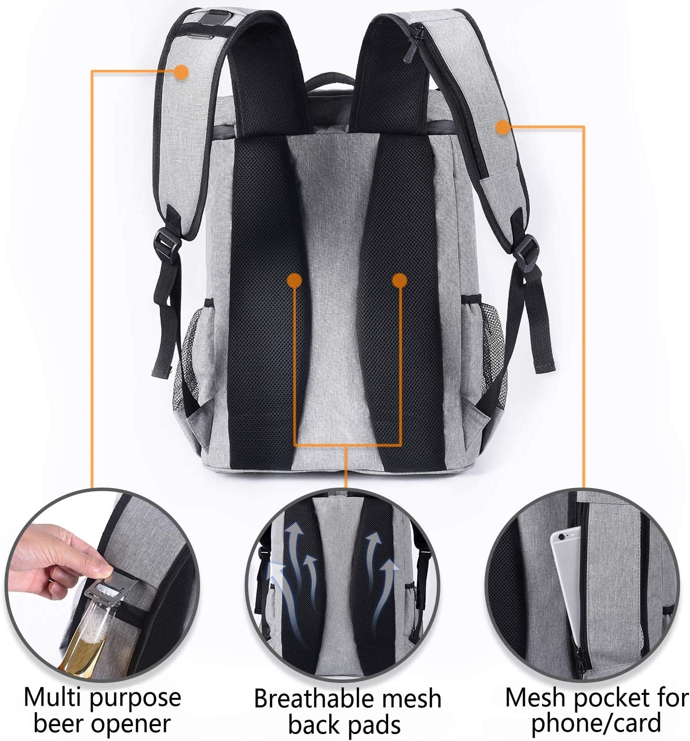 Leakproof Insulated Waterproof Backpack Cooler Bag - Lightweight Soft Cooler for Men and Women, Ideal for Work, Lunch, Picnics, Camping, and Hiking, Holds 30 Cans