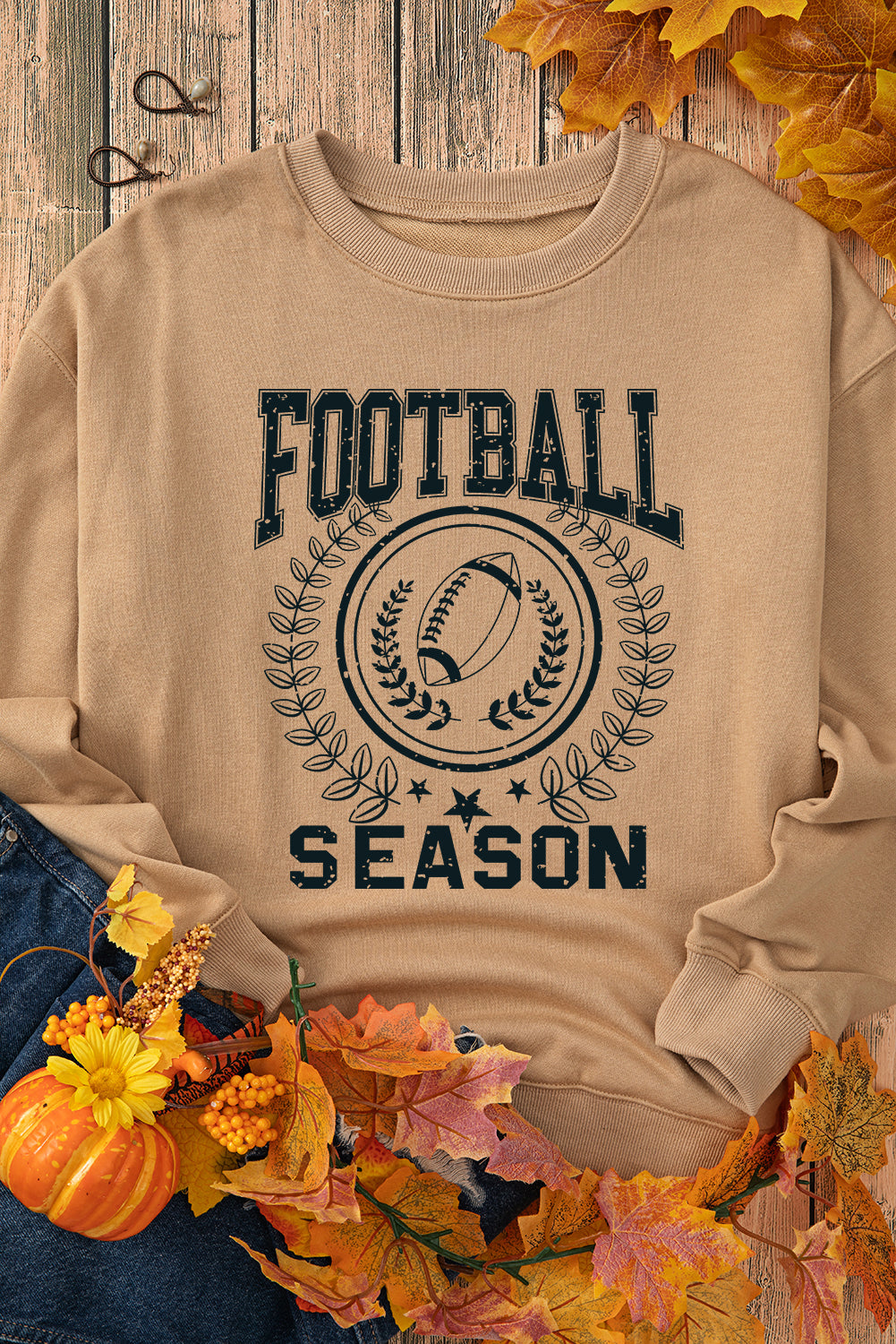 Khaki Rugby FOOTBALL SEASON Graphic Game Day Sweatshirt