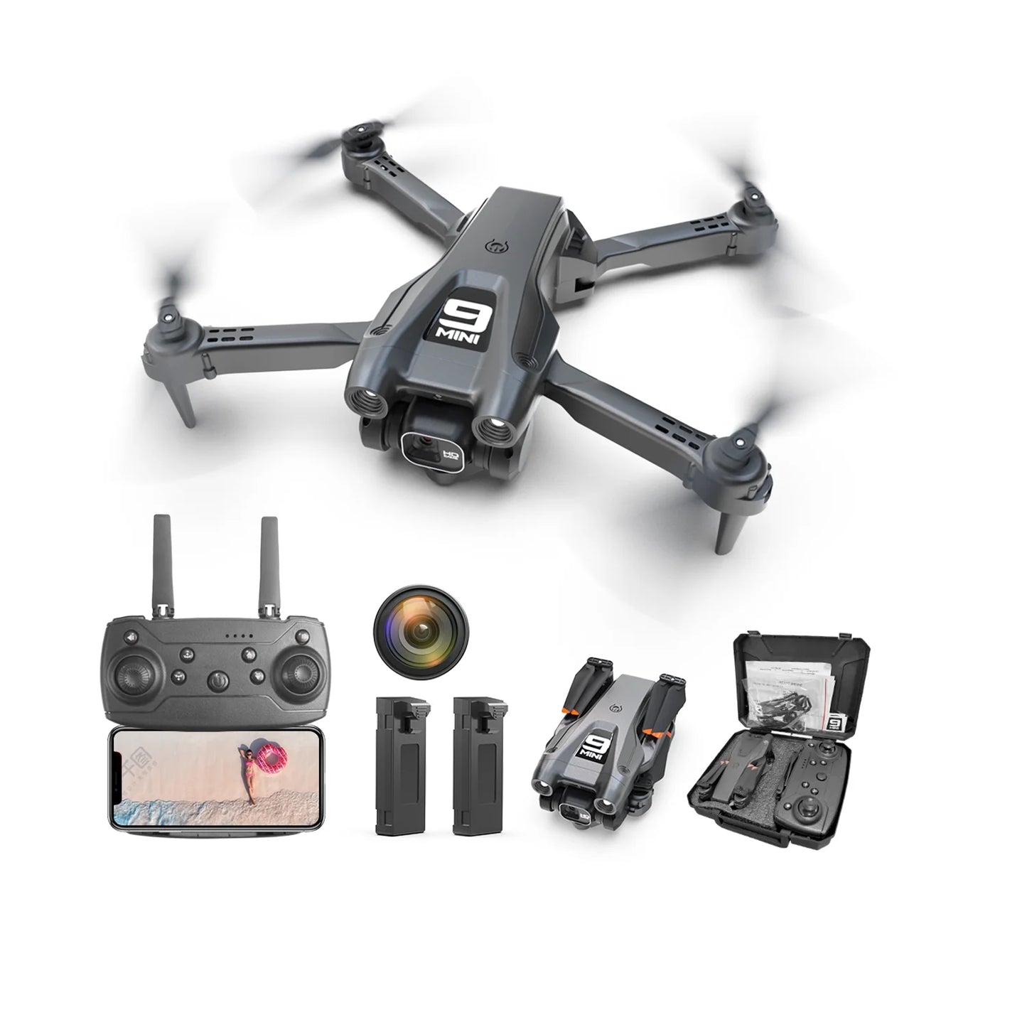 Foldable Drone with 1080P HD Camera - WiFi FPV Quadcopter for Kids & Adults, 360° Flip & Waypoint Flight, Includes 2 Batteries - Perfect for Beginners!