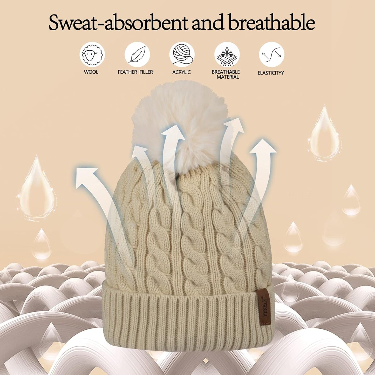 Winter Women's 3-Piece Beanie Hat, Scarf, and Touchscreen Gloves Set - Classic Knit, Warm Chunky Fleece-Lined Cable Cap