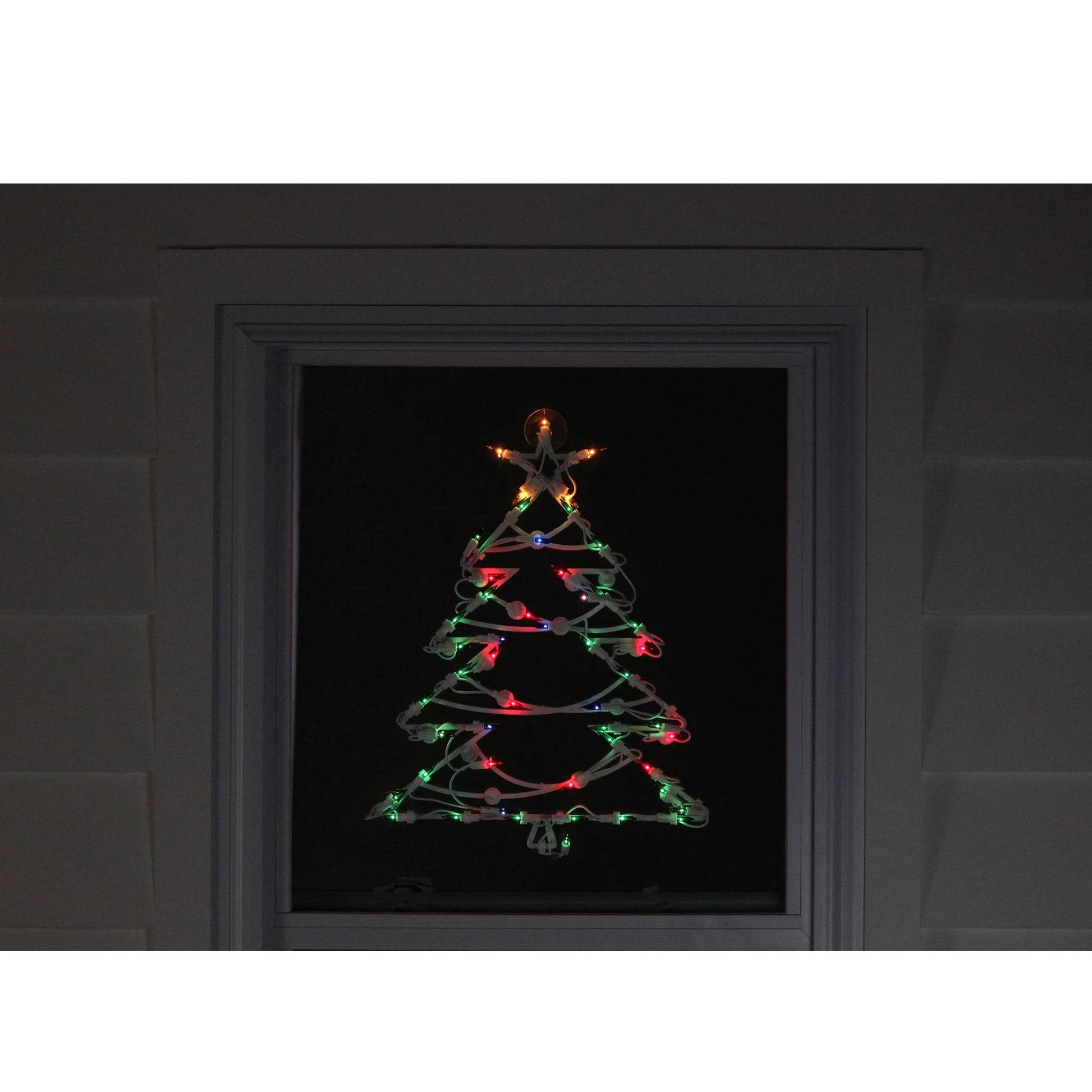 18" Illuminated Christmas Tree Window Silhouette Decoration