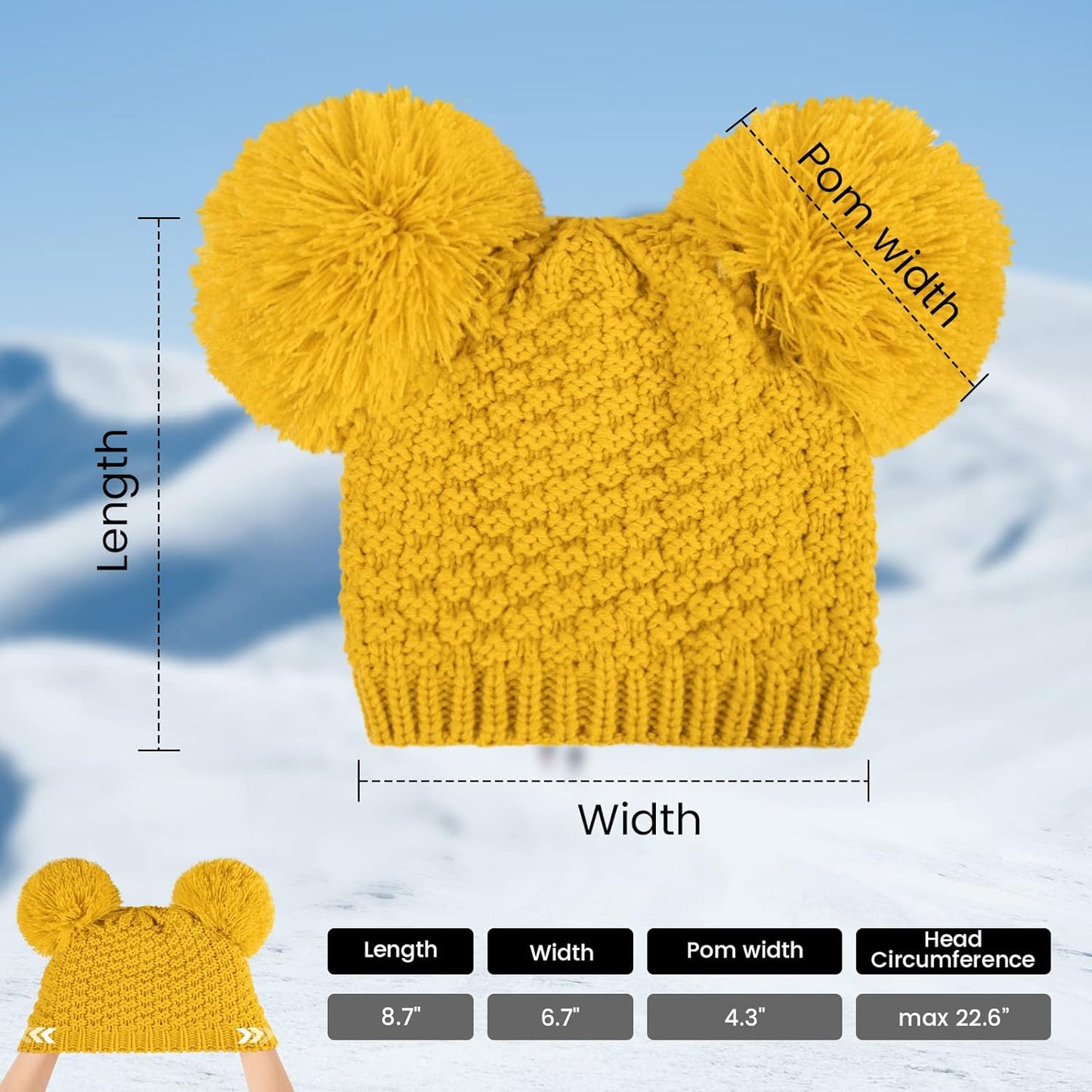 Cozy Cable Knit Winter Beanie for Women with Adorable Double Pompom Ears