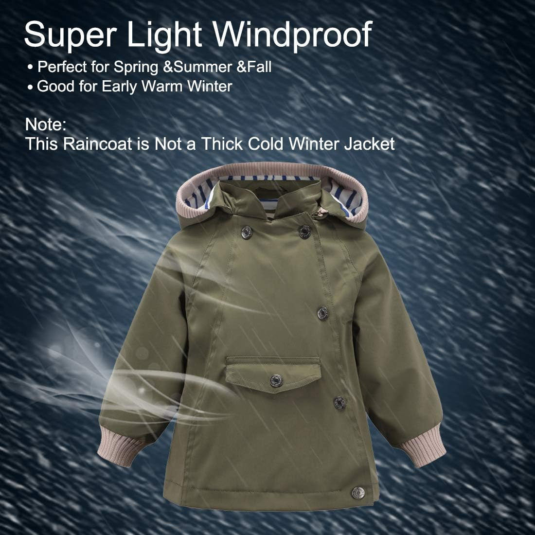 Waterproof Rain Jacket Coat Windbreaker Windproof Spring Fall Raincoat