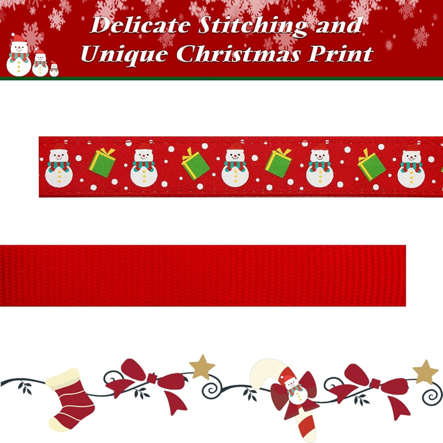 Festive Adjustable Christmas Dog Collar with Antler Bow Tie & Snowman Design for Medium Dogs