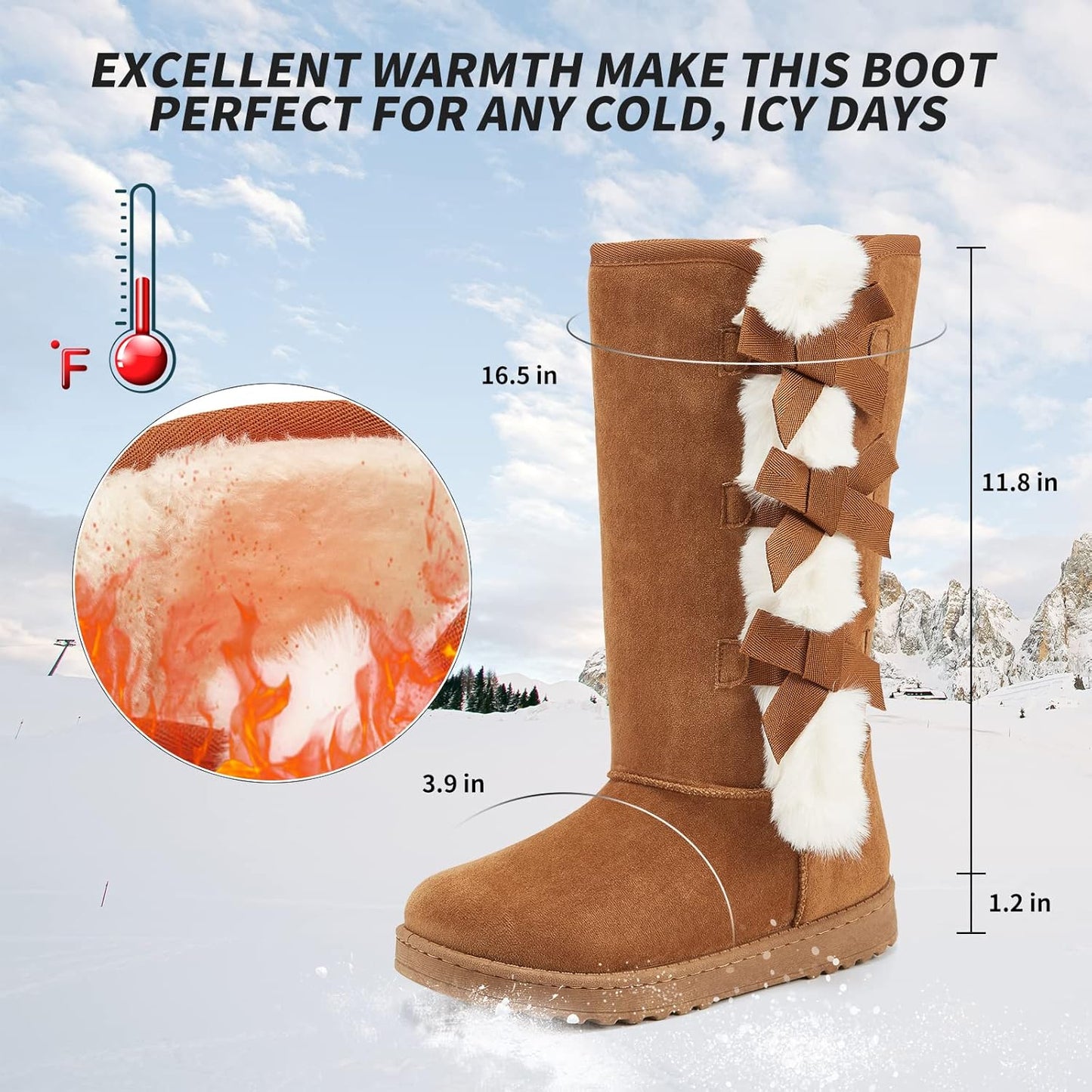 Women's Mid-Calf Winter Boots with Fuzzy Fur Lining for Warmth and Comfort