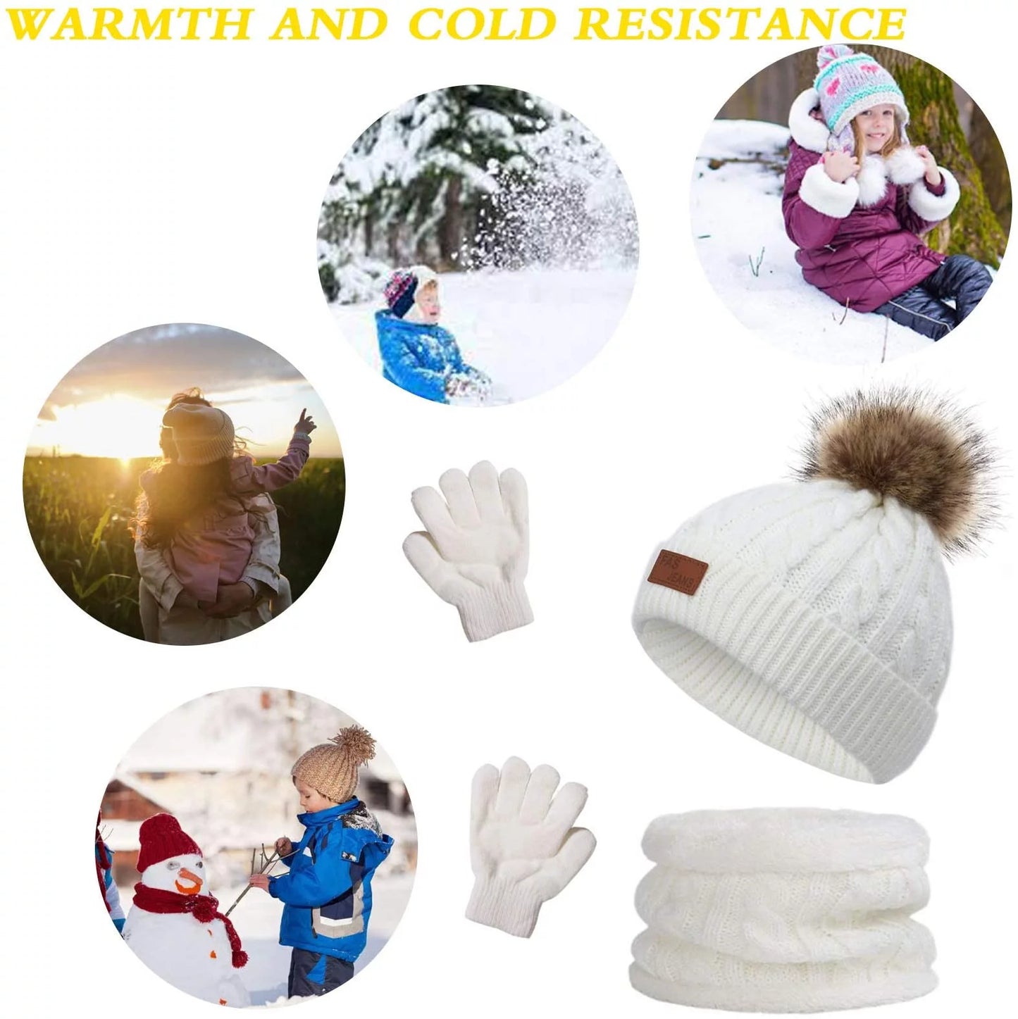 "Cozy 3-Piece Winter Set for Kids: Fleece-Lined Beanie, Scarf & Gloves for Boys & Girls Ages 2-6"