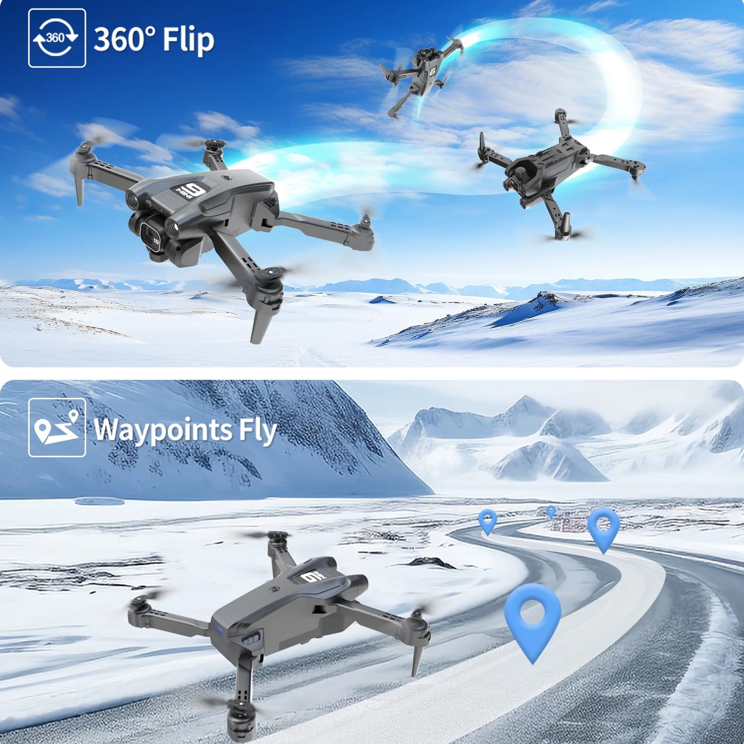 Foldable Drone with 1080P HD Camera - WiFi FPV Quadcopter for Kids & Adults, 360° Flip & Waypoint Flight, Includes 2 Batteries - Perfect for Beginners!